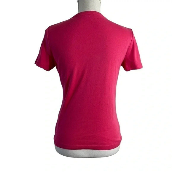 Jones New York Pink T Shirt Small V Neck Short Sleeves Knit Pullover Solid Basic - Picture 4 of 5